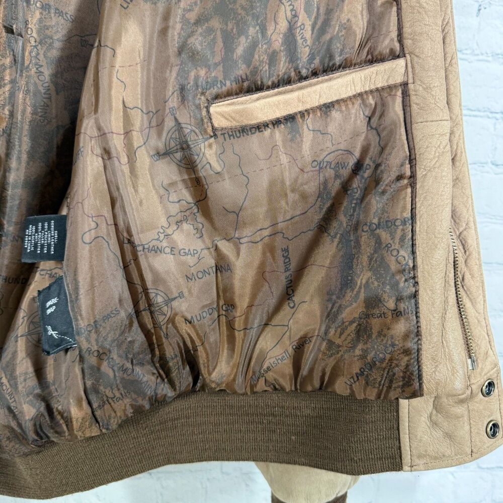 Vintage Roundtree & Yorke Leather Bomber Jacket Mens XL Brown Ranch Western Coat - Picture 16 of 16